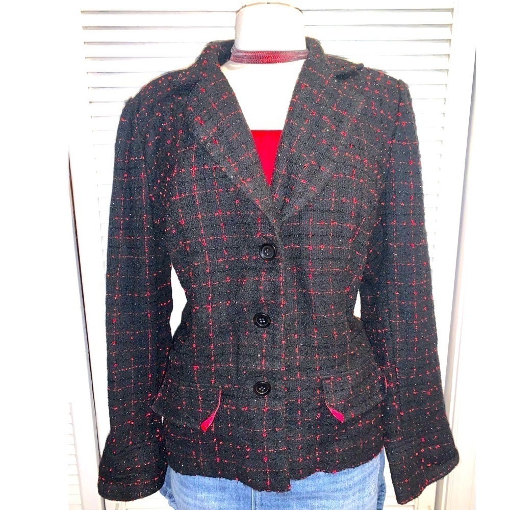 Vintage Black and red sparkly Blazer